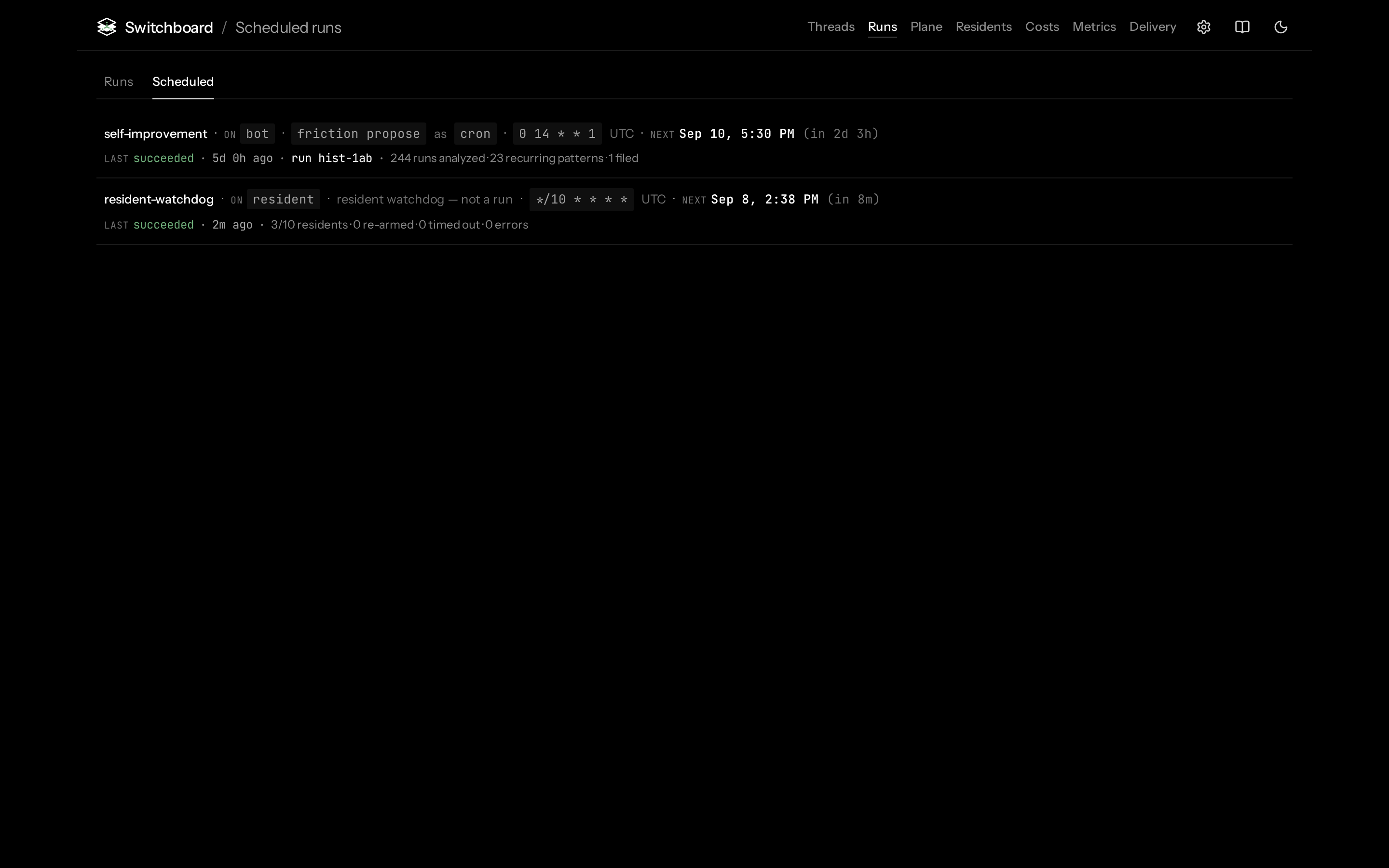 Scheduled dark